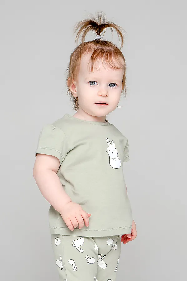 Футболка  CROCKID SALE, темно-оливковый(смешные зайки) - фото 2