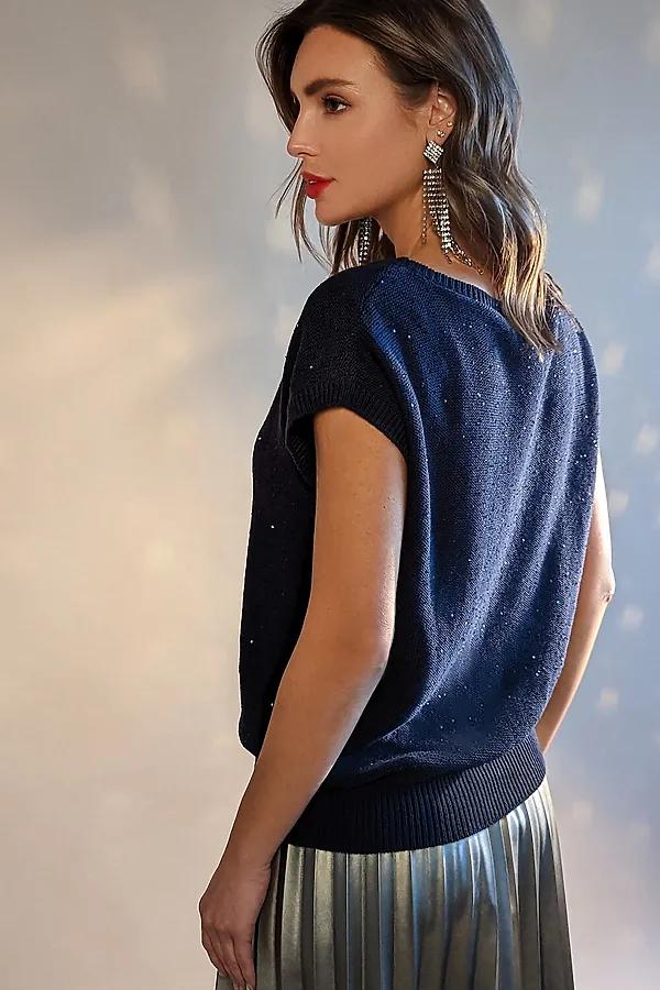 Джемпер  VILATTE, синий_пайетки - фото 2