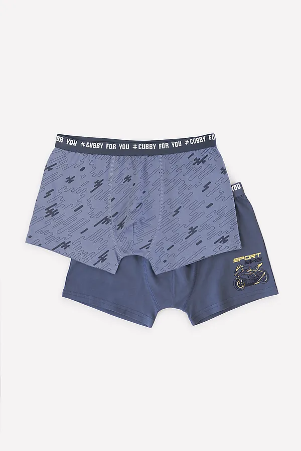 Трусы 2шт CUBBY, пыльно-голубой джинс, грозовая туча - фото 2