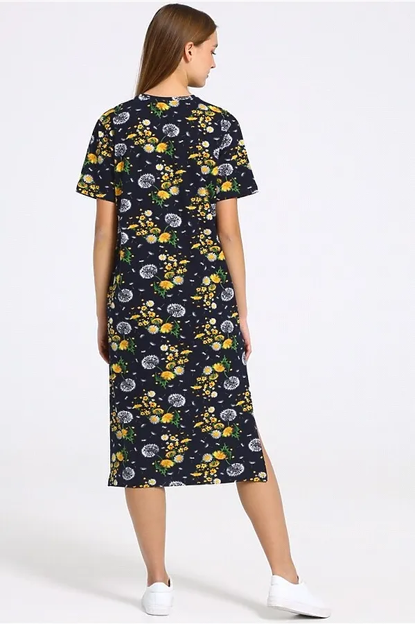 Платье АПРЕЛЬ, одуванчики на синем - фото 2