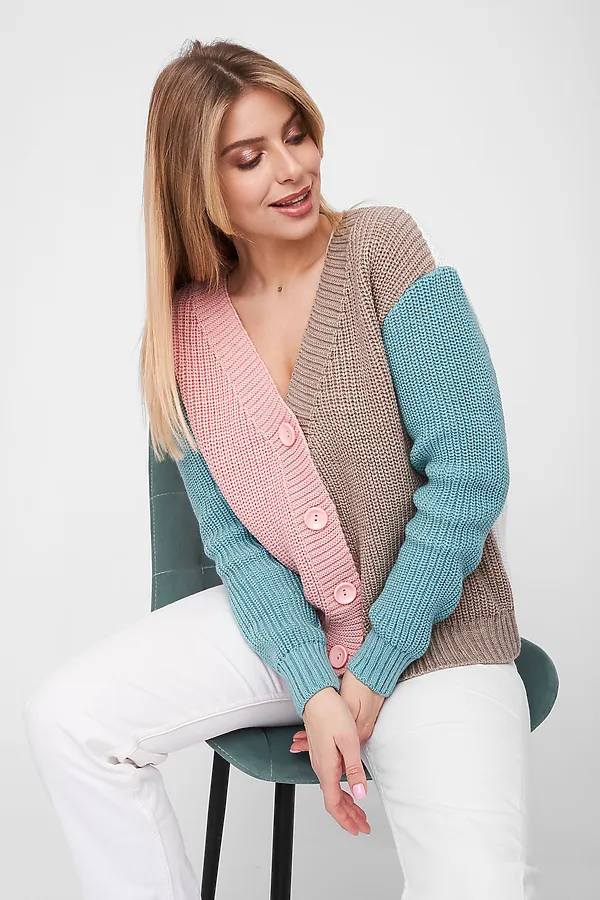 Жакет СТИЛЬ, мятно-розовый микс - фото 2