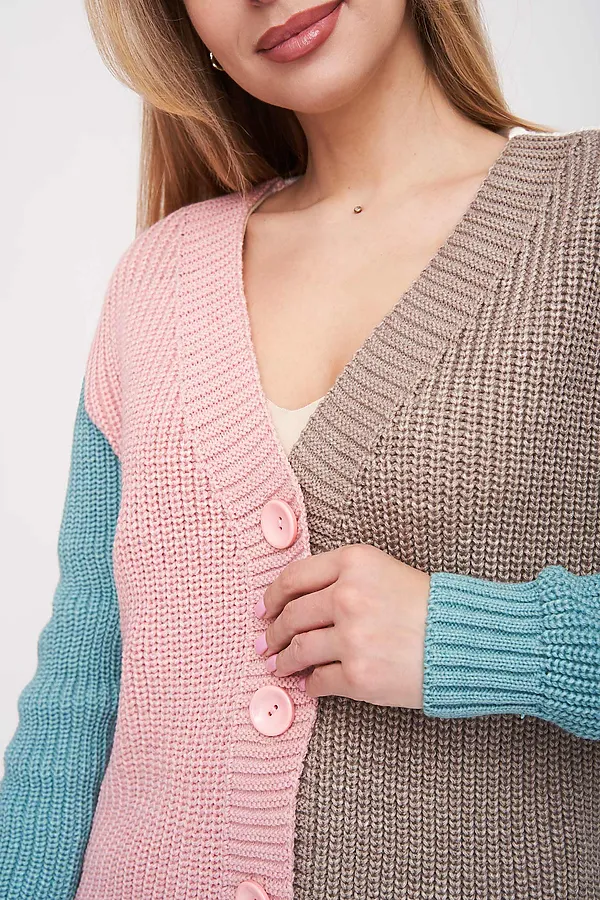Жакет СТИЛЬ, мятно-розовый микс - фото 2