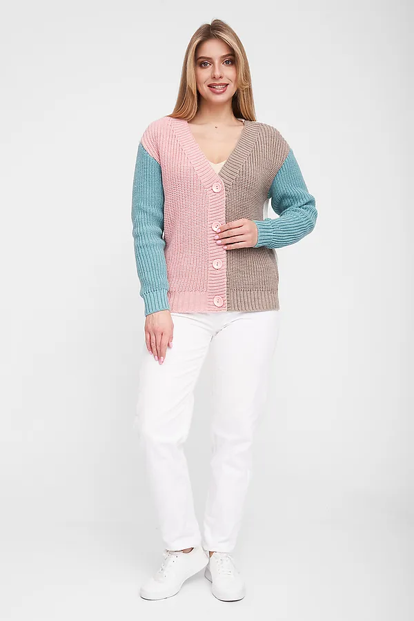 Жакет СТИЛЬ, мятно-розовый микс - фото 2