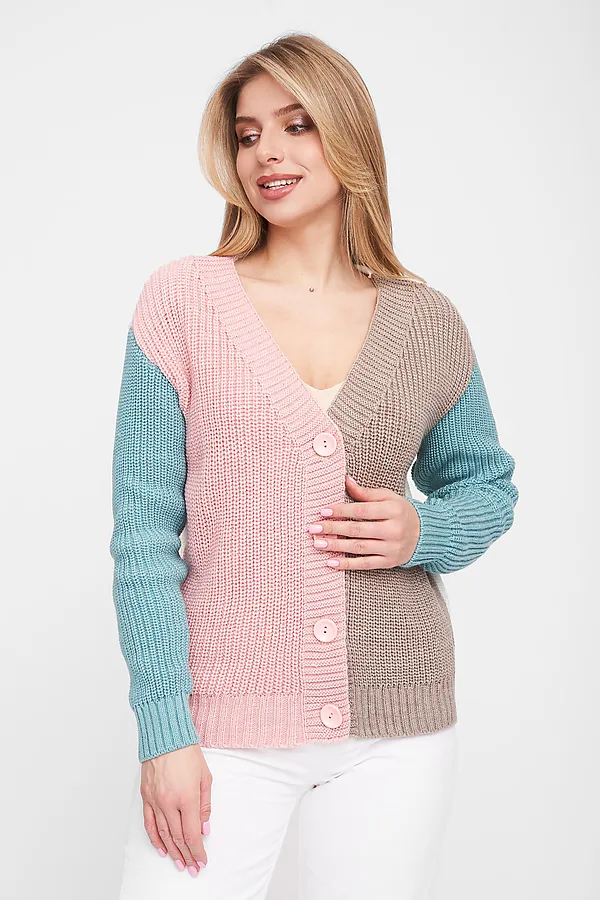 Жакет СТИЛЬ, мятно-розовый микс - фото 2