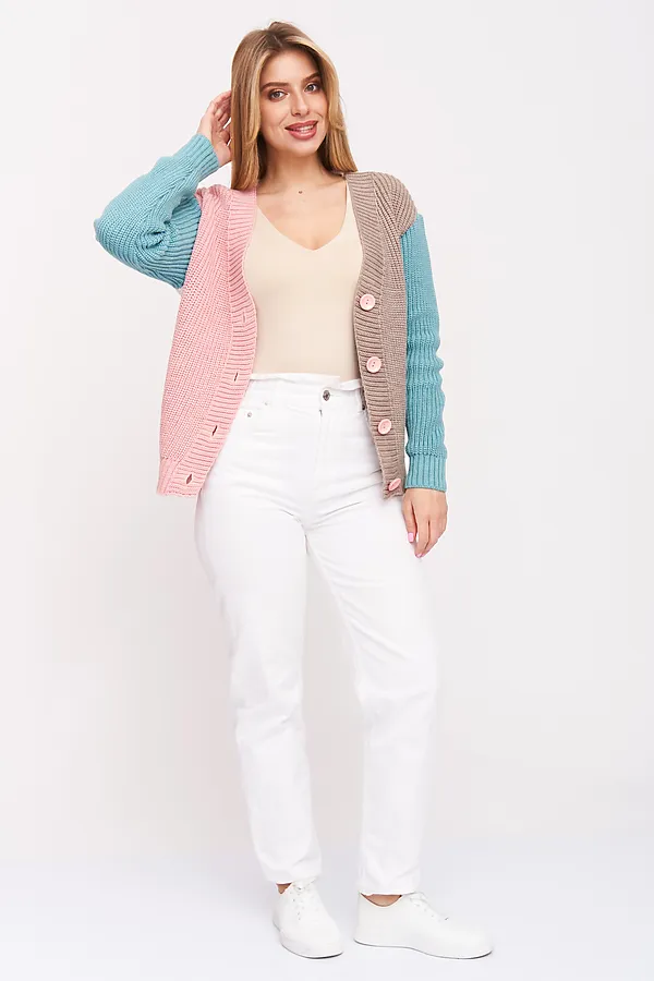 Жакет СТИЛЬ, мятно-розовый микс - фото 2