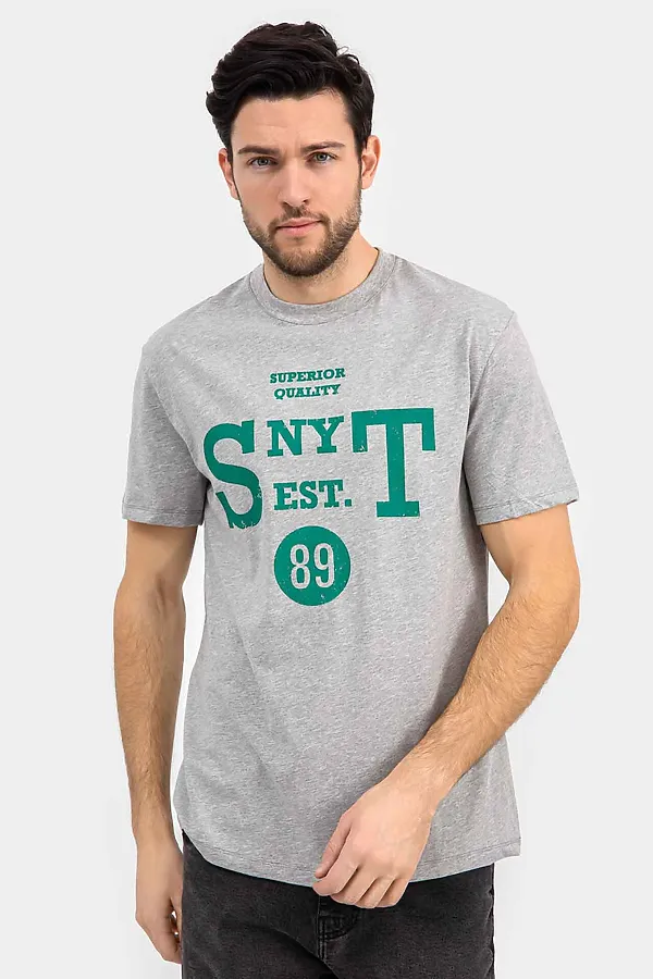 Футболка  MARK FORMELLE, серый меланж 4425-в +печать - фото 2