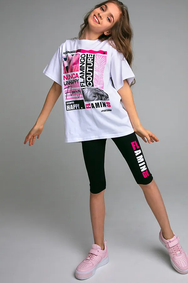 Комплект (Футболка+Леггинсы) PLAYTODAY, белый,черный - фото 2