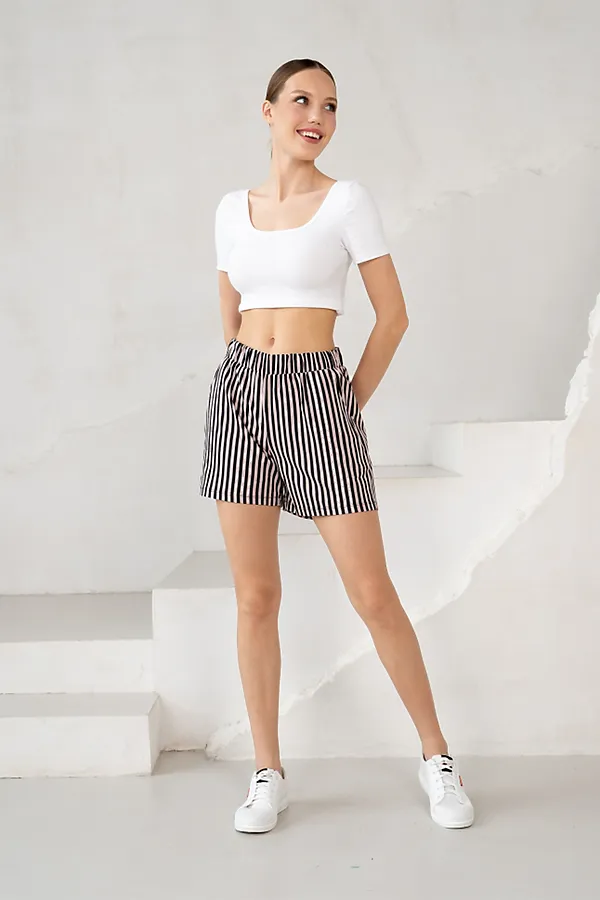 Шорты BINITA, черно-бежевые - фото 2