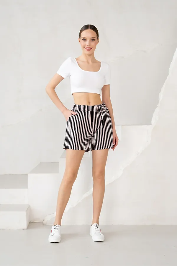 Шорты BINITA, черно-бежевые - фото 2