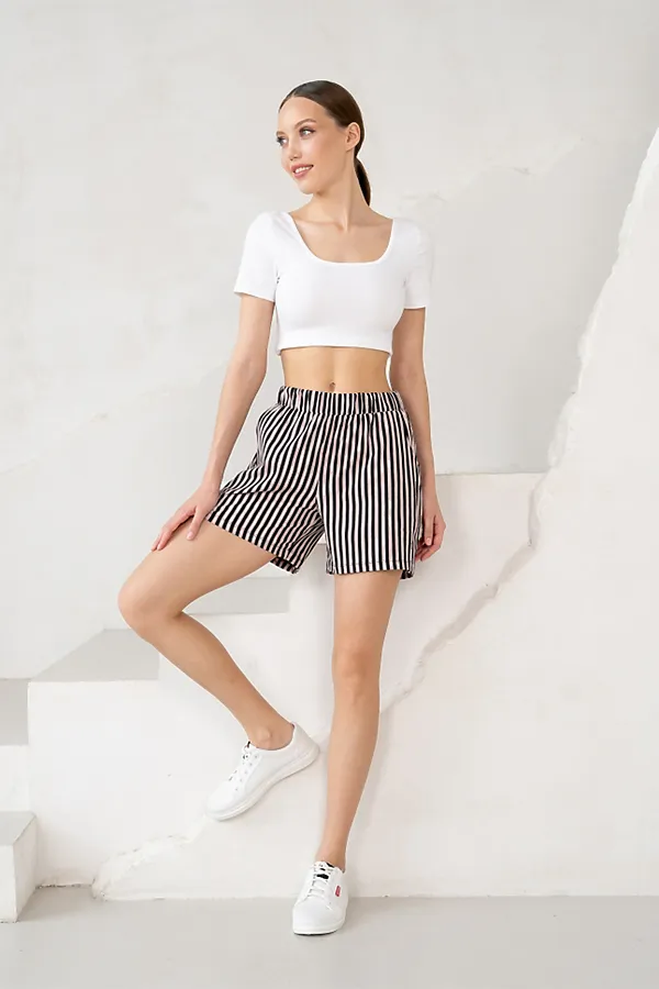 Шорты BINITA, черно-бежевые - фото 2