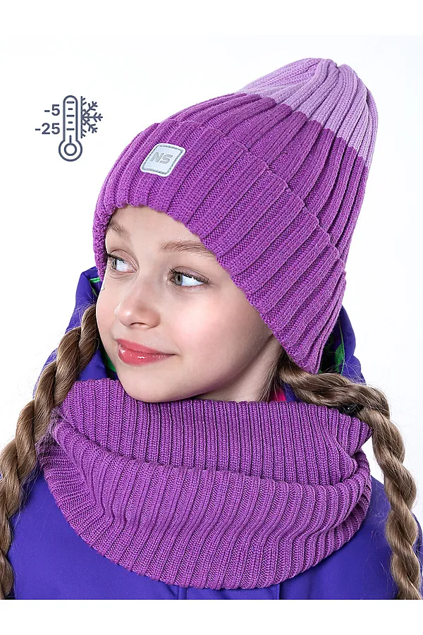 Комплект (Шапка + Снуд) NIKASTYLE, цикламен/сирень - фото 2