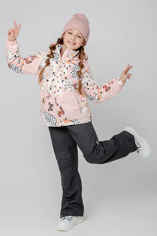 Куртка  CROCKID SALE, светлый жемчуг, абстракция и бабочки - фото 2