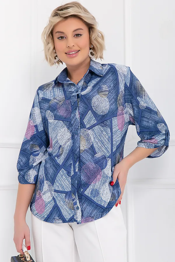 Блуза БЕЛЛОВЕРА, голубой, розовый - фото 2