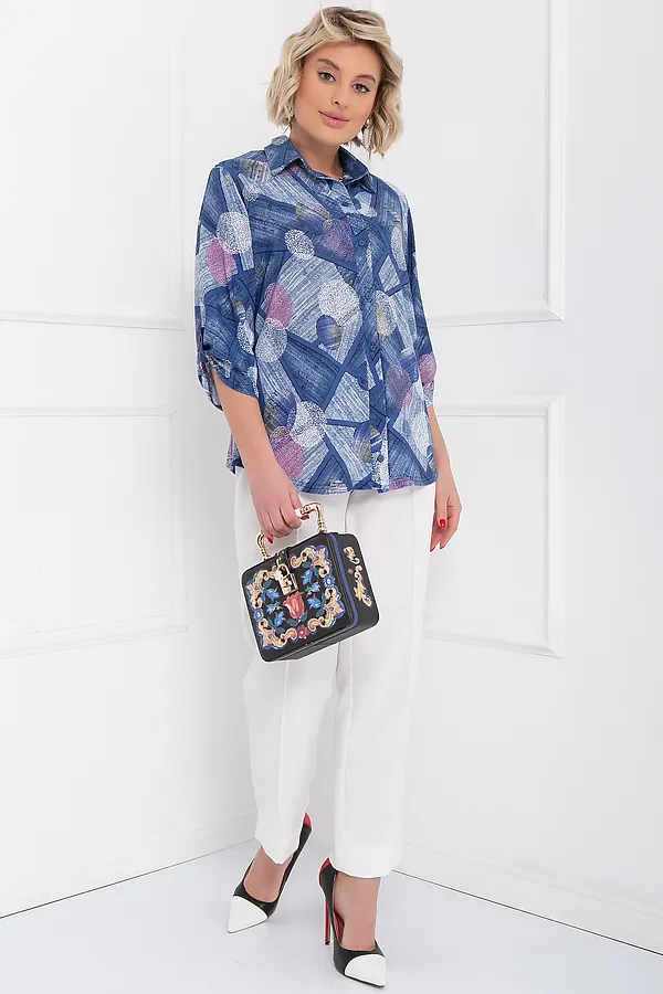 Блуза БЕЛЛОВЕРА, голубой, розовый - фото 2