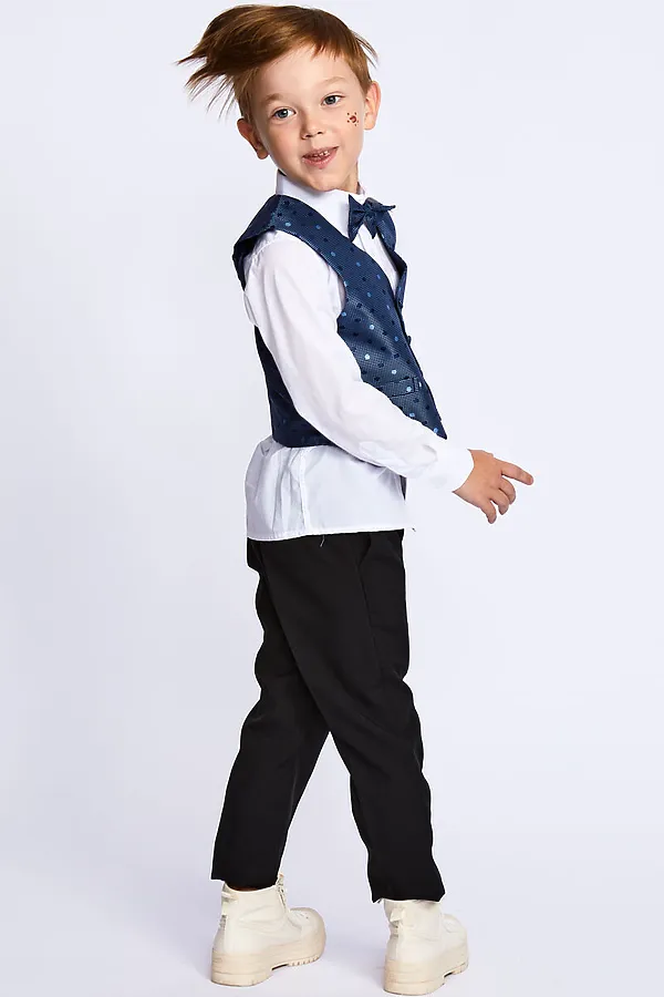 Костю (Жилет+Брюки+Рубашка+Бабочка) M&D, деним - фото 2