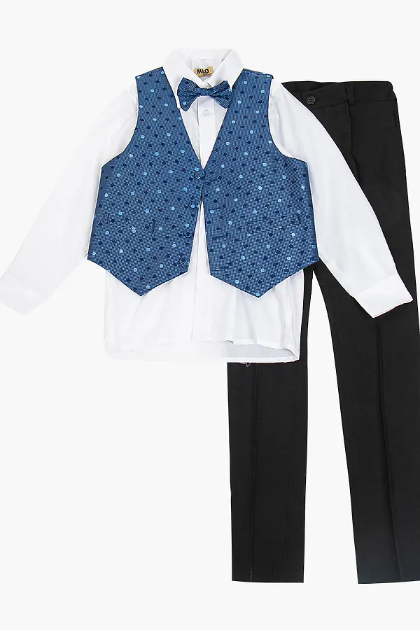 Костю (Жилет+Брюки+Рубашка+Бабочка) M&D, деним - фото 2
