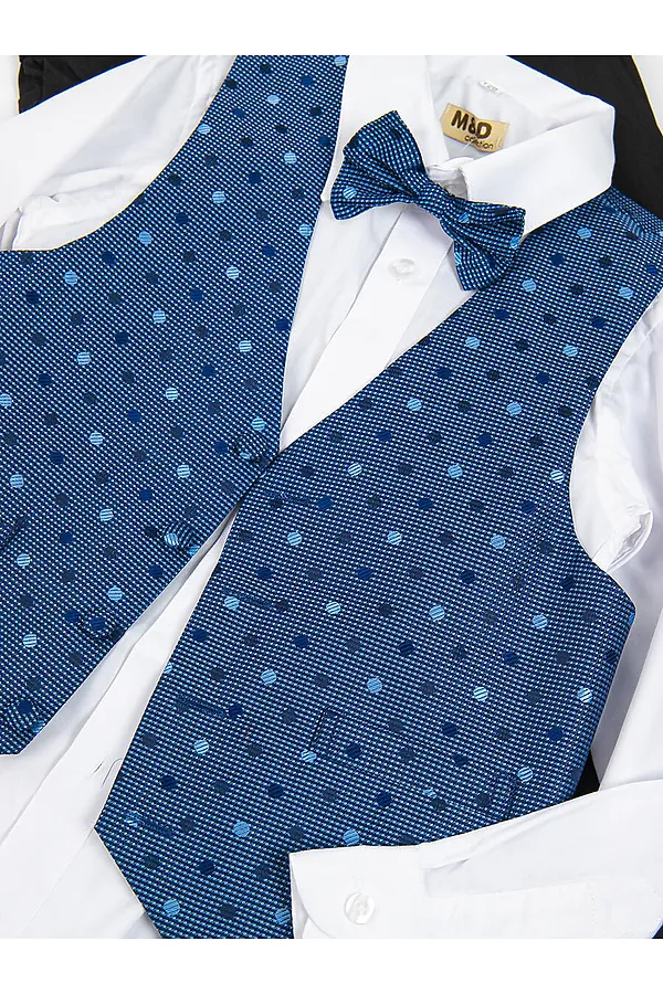 Костю (Жилет+Брюки+Рубашка+Бабочка) M&D, деним - фото 2