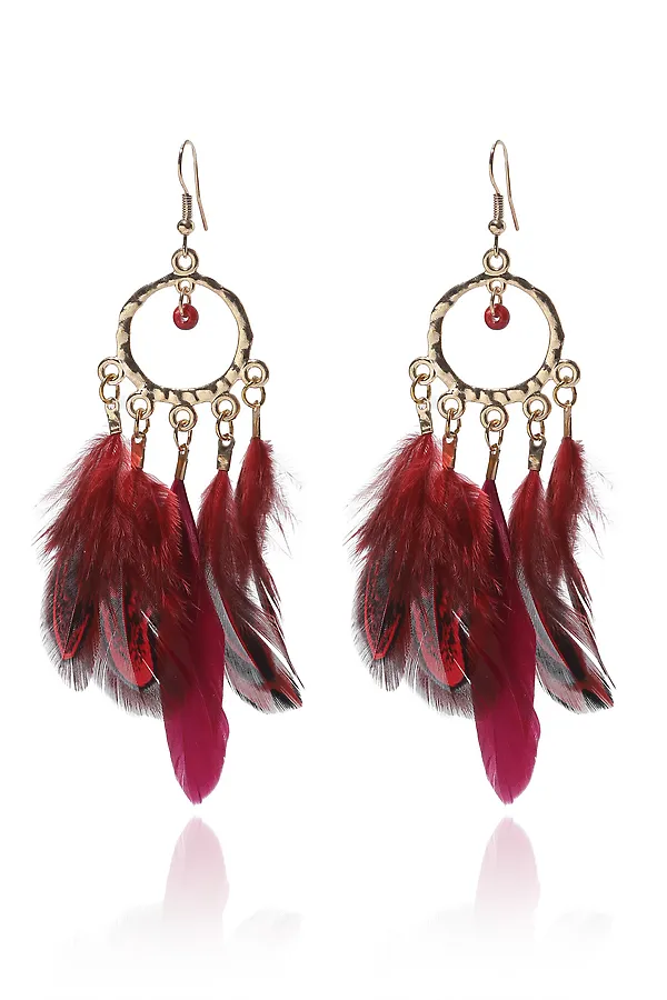 Серьги "Свободный танец" MERSADA, золотистый, бордовый - фото 2