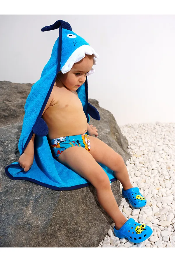 Полотенце детское текстильное с капюшоном для мальчиков PLAYTODAY, синий - фото 2