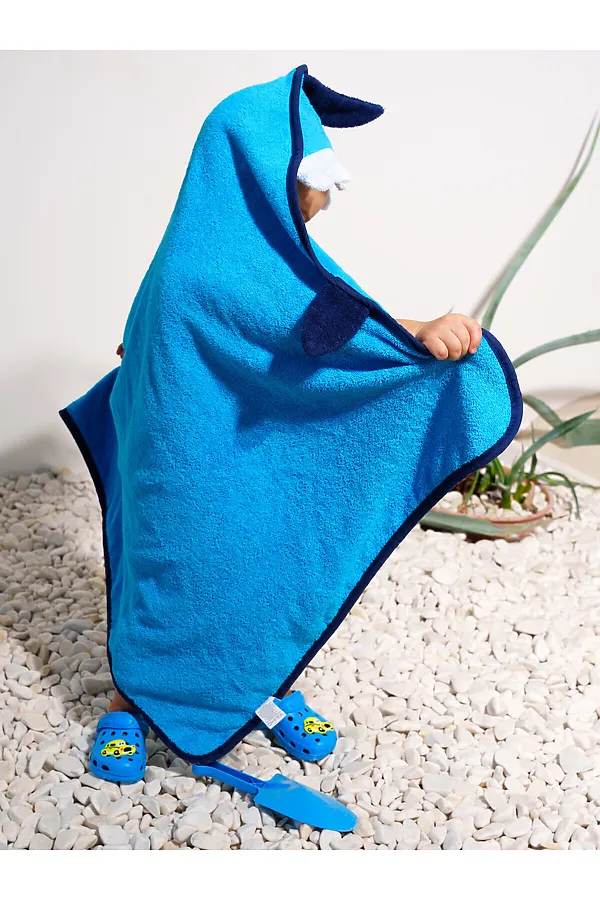 Полотенце детское текстильное с капюшоном для мальчиков PLAYTODAY, синий - фото 2