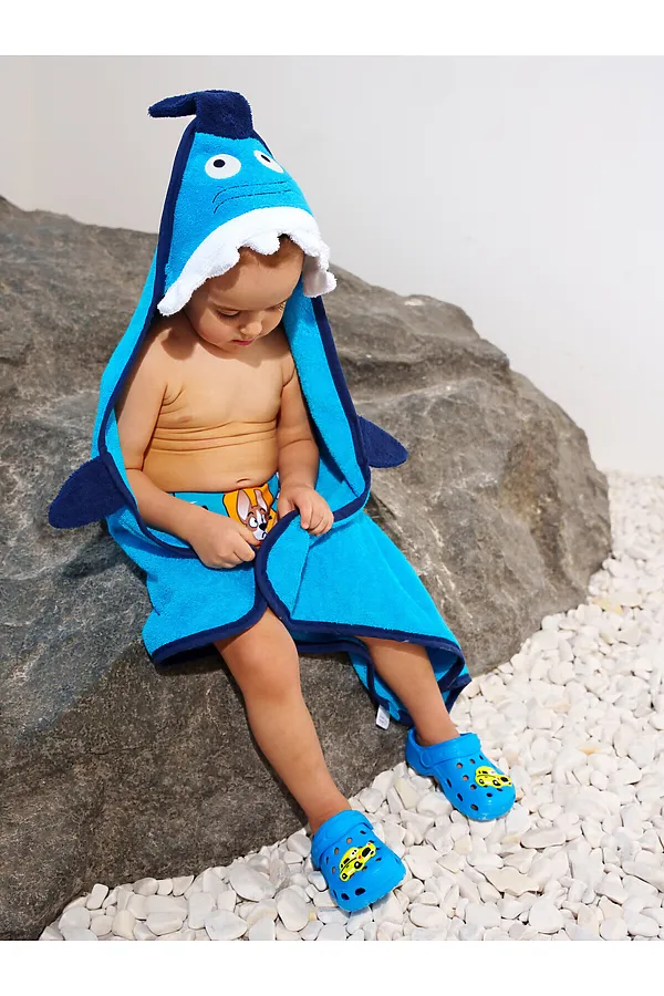 Полотенце детское текстильное с капюшоном для мальчиков PLAYTODAY, синий - фото 2