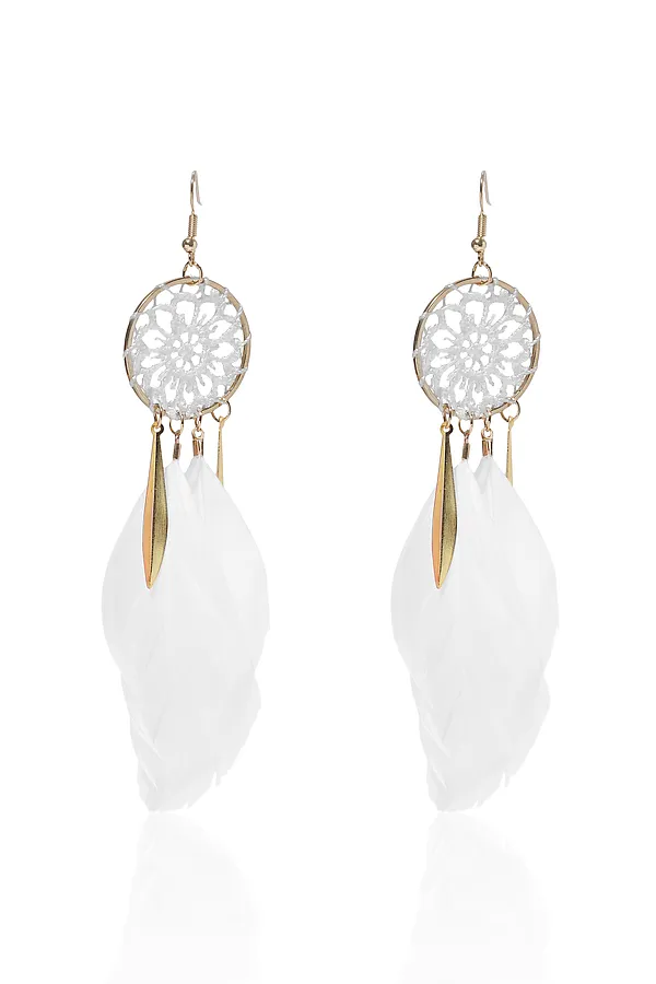 Серьги  "Ловец снов" MERSADA, золотистый, белый - фото 2