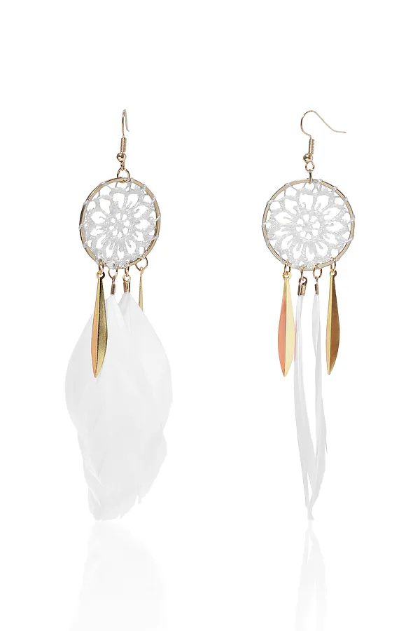 Серьги  "Ловец снов" MERSADA, золотистый, белый - фото 2