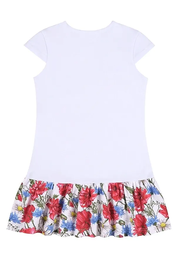 Платье АПРЕЛЬ, белый+маки и васильки - фото 2