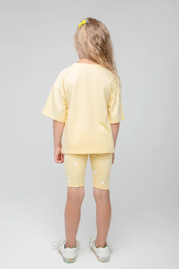Бриджи  CROCKID SALE, бледно-желтый,летние цветы к393 - фото 2