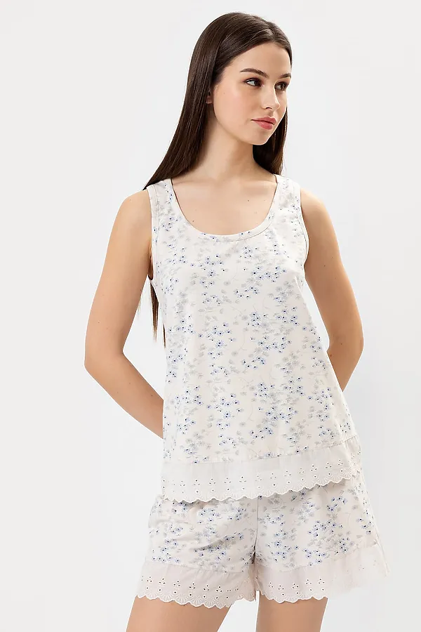 Пижама MARK FORMELLE, цветочный орнамент на молочном - фото 2
