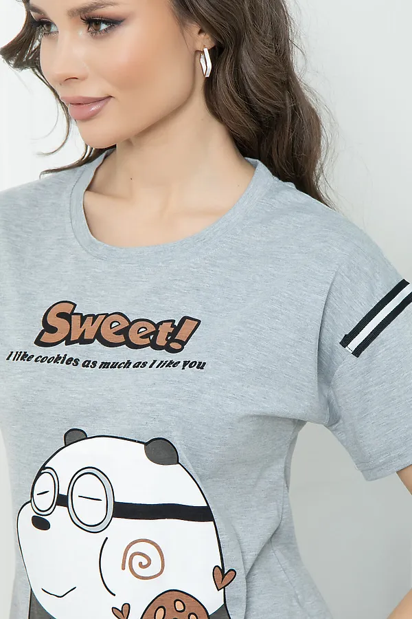 Комплект с шортами "Sweet!" LADY TAIGA, серый, темно-синий - фото 2