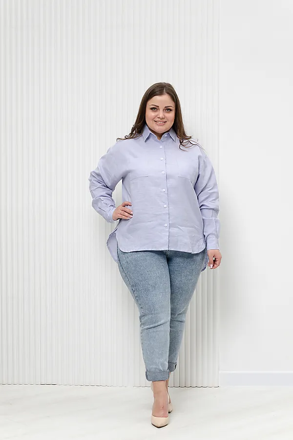 Рубашка LenaLineN арт. 02-001-22 НАТАЛИ, лиловый - фото 2