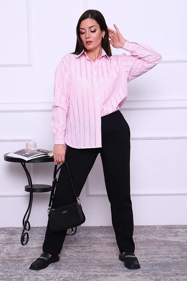 Рубашка LenaLineN арт. 02-001-22 НАТАЛИ, полоса розовая - фото 2
