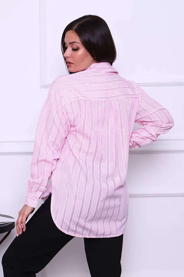 Рубашка LenaLineN арт. 02-001-22 НАТАЛИ, полоса розовая - фото 2