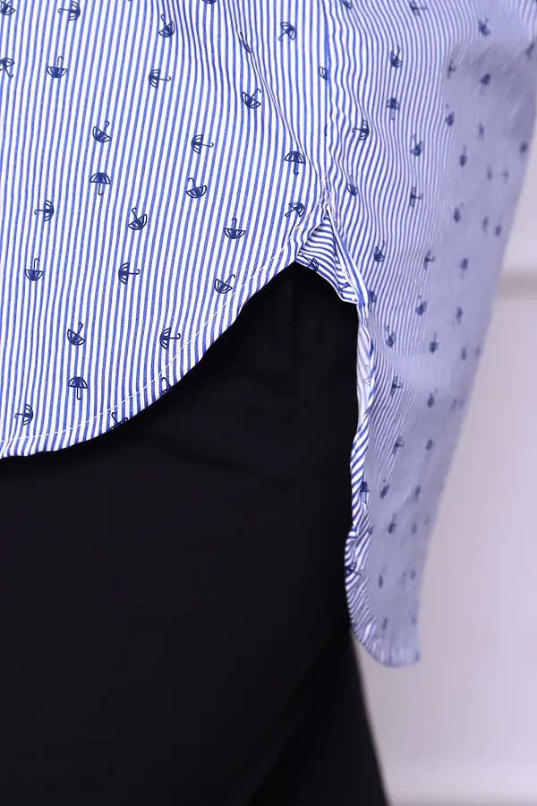 Рубашка LenaLineN арт. 02-001-22 НАТАЛИ, синяя полоска/зонтик - фото 2