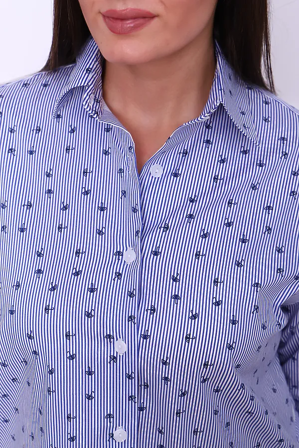 Рубашка LenaLineN арт. 02-001-22 НАТАЛИ, синяя полоска/зонтик - фото 2