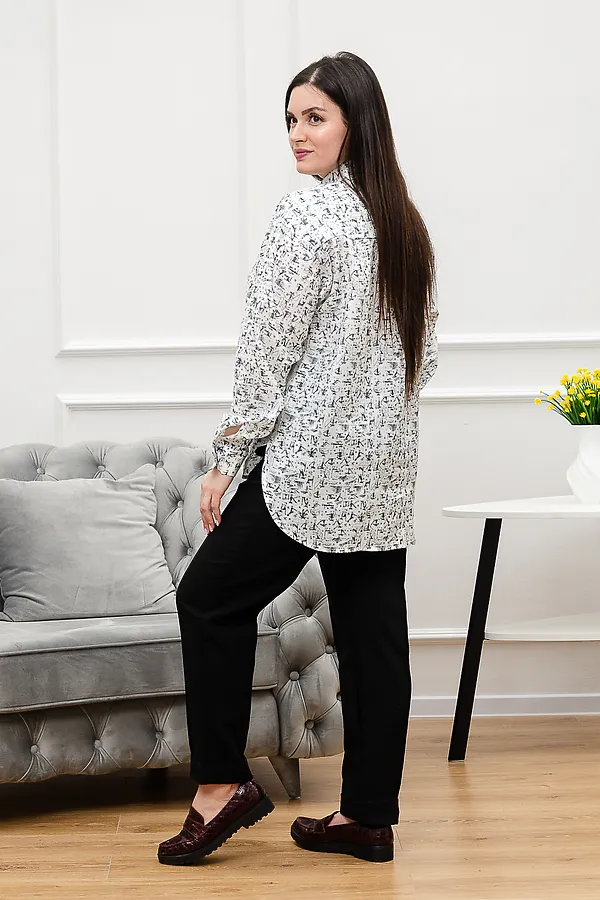 Рубашка LenaLineN арт. 02-001-22 НАТАЛИ, белый/серый - фото 2