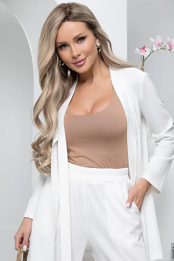 Костюм (Кардиган+Брюки) LADY TAIGA, молочный - фото 2