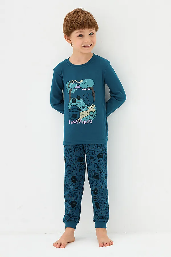 Пижама  KOGANKIDS, синий набивка монстры - фото 2