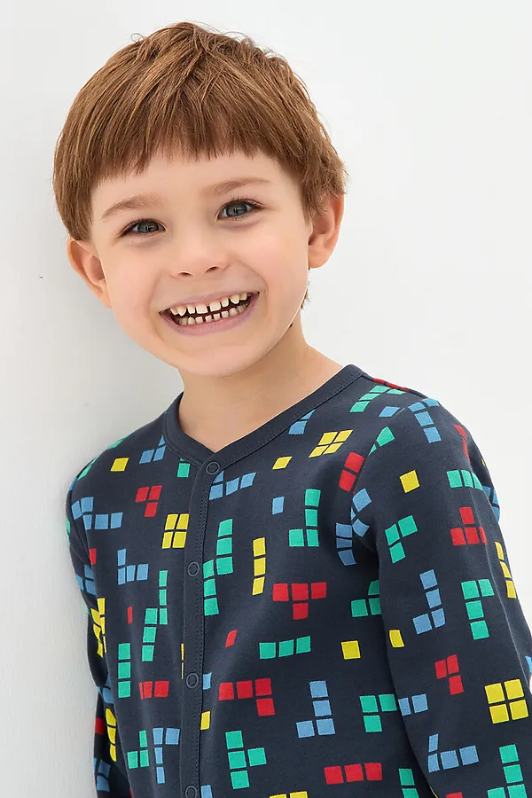 Комбинезон KOGANKIDS, т.синий набивка тетрис - фото 2