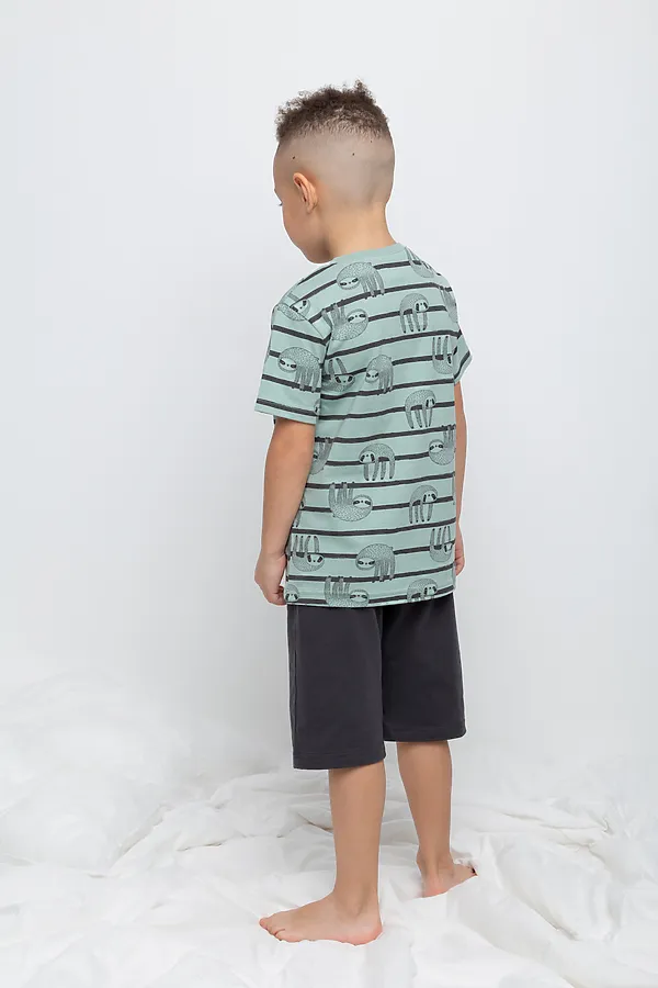 Пижама CROCKID, ленивцы на холодной мяте,угольный серый - фото 2