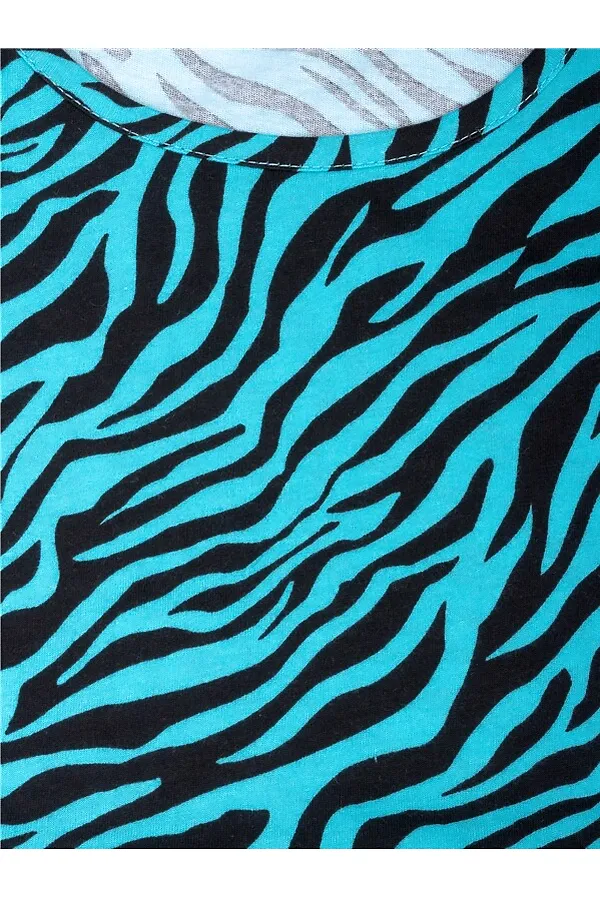 Платье АПРЕЛЬ, зебра черный+бирюза - фото 2