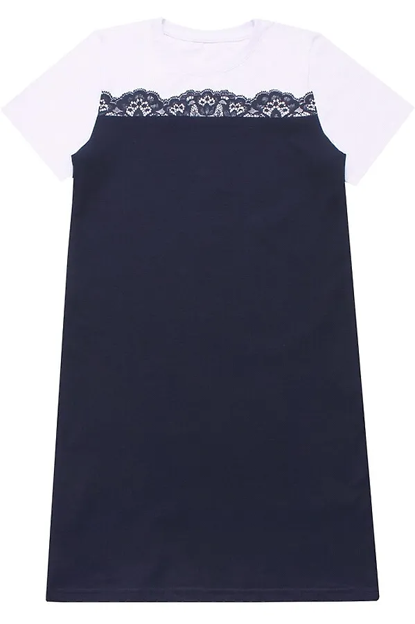 Платье АПРЕЛЬ, темно-синий77+белый - фото 2