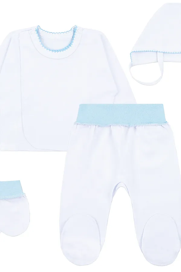 Комплект (Джемпер + Ползунки + Шапочка + Рукавички) YOULALA, белый - фото 2