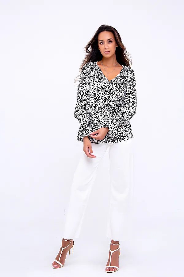 Блузка 319WHT НАТАЛИ, леопард белый - фото 2