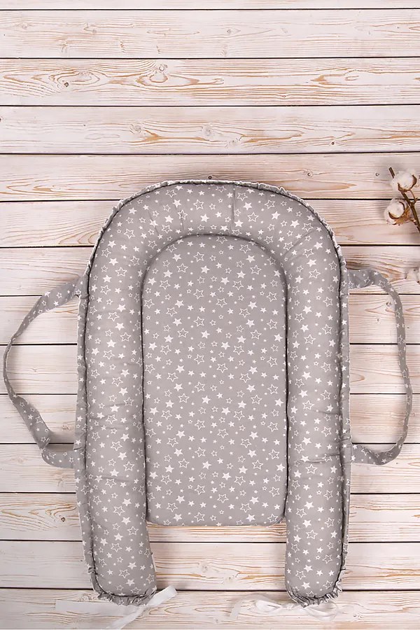 Кокон-гнездышко для новорождённых BabyRelax 50х75, с ручками, съём НАТАЛИ, звездное небо серый - фото 2