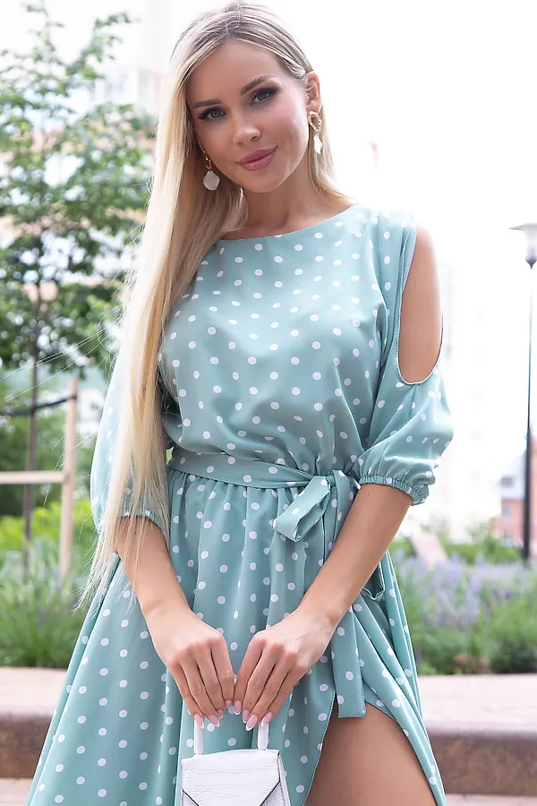 Платье "Танго вдвоём" LADY TAIGA, мята/горох - фото 2