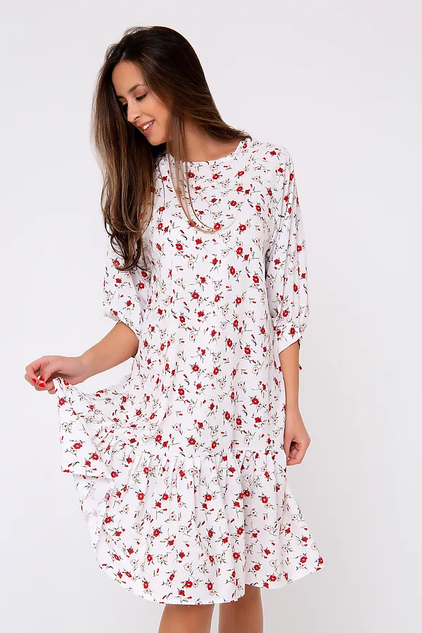 Платье 305WHT НАТАЛИ, белый/цветы - фото 2