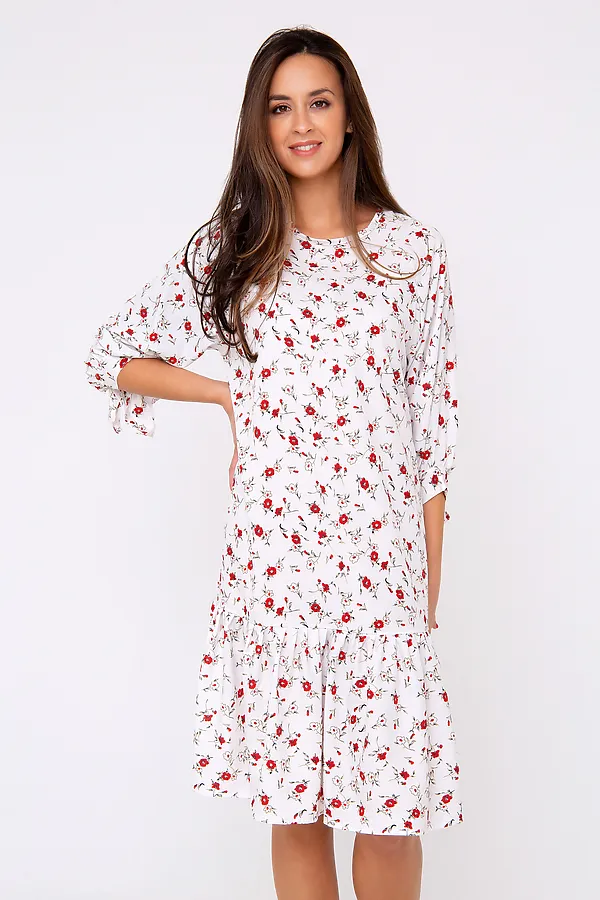 Платье 305WHT НАТАЛИ, белый/цветы - фото 2