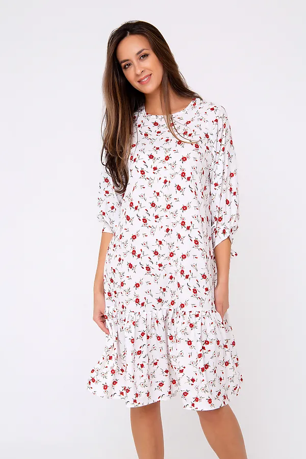 Платье 305WHT НАТАЛИ, белый/цветы - фото 2